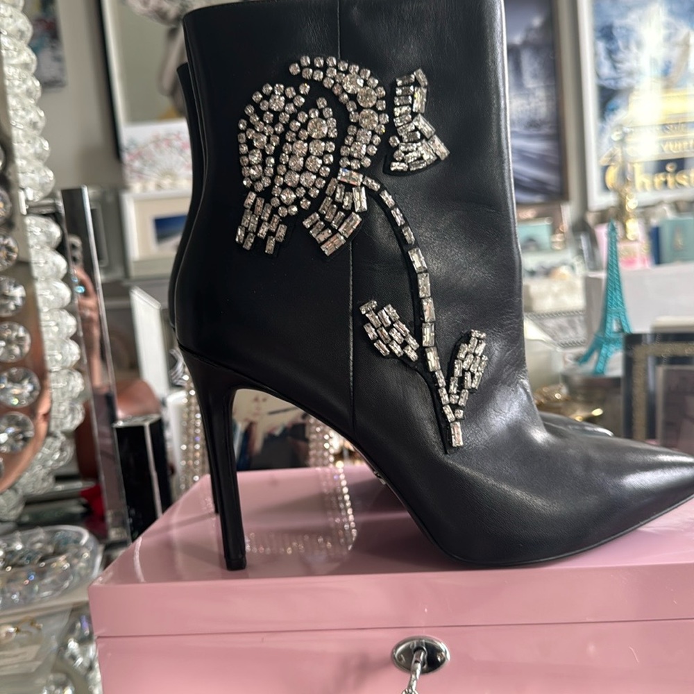 Elegant Black Embellished Ankle Boots